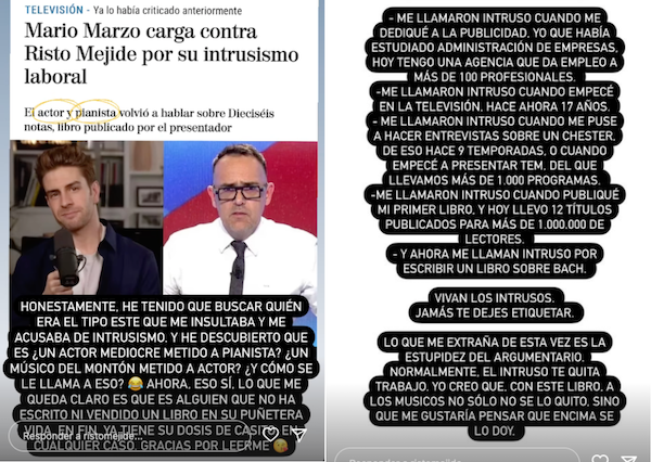 Risto Mejide responde a Mario Marzo en redes.