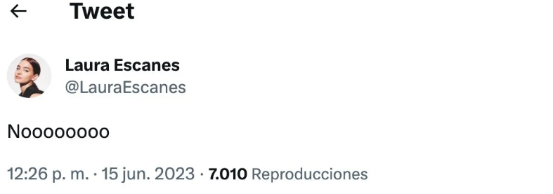 Tweet de Laura Escanes después de la ruptura de Risto