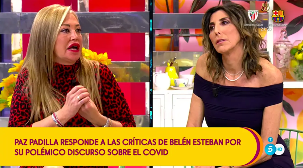 Belén Esteban discutiendo con Paz Padilla en Sálvame.