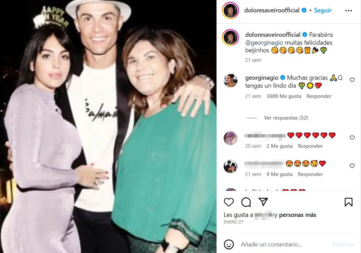 Dolores felicitó el cumpleaños a Georgina en Instagram.