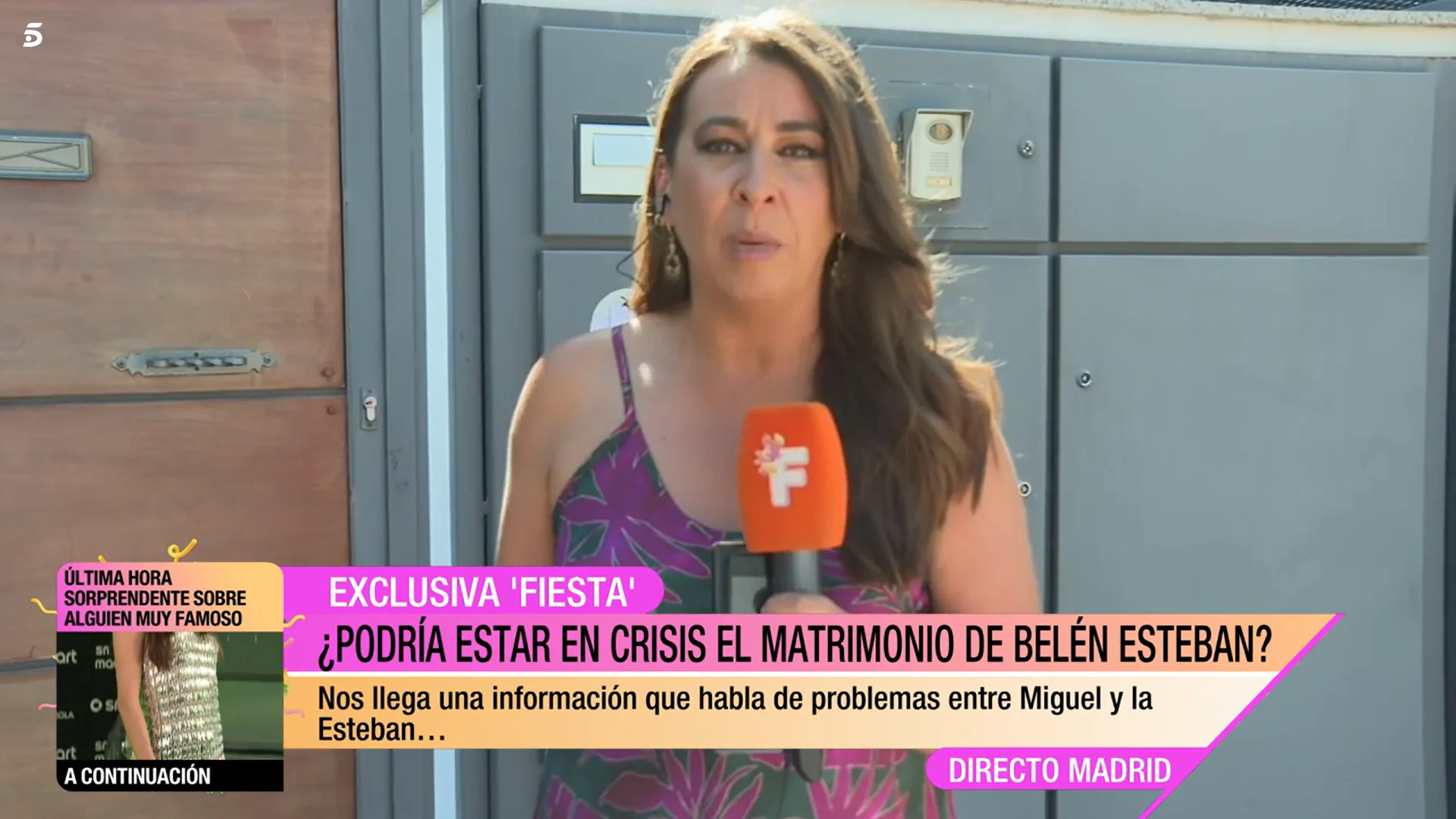 El programa 'Fiesta' ha intentado conseguir las primeras declaraciones de Belén y Miguel tras los rumores (Telecinco)
