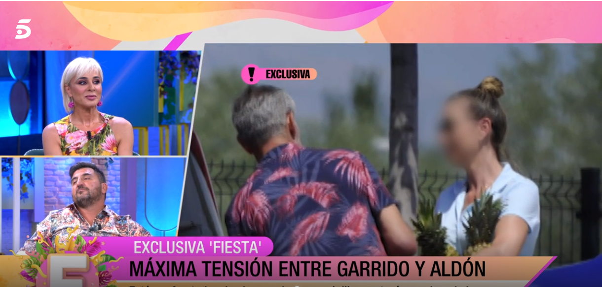 Sergio Garrido y Ana María Aldón discuten en 'Fiesta' por unas imágenes de Eladio