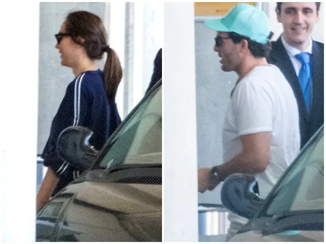 Tamara e Íñigo llegan al aeropuerto antes de emprender su viaje de novios.