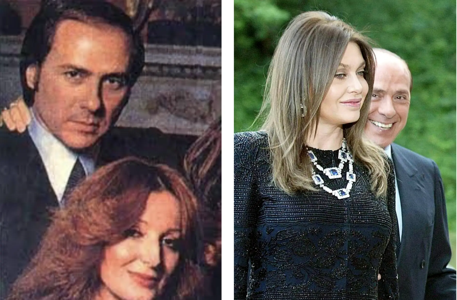 Berlusconi, con su primera y su segunda mujer.