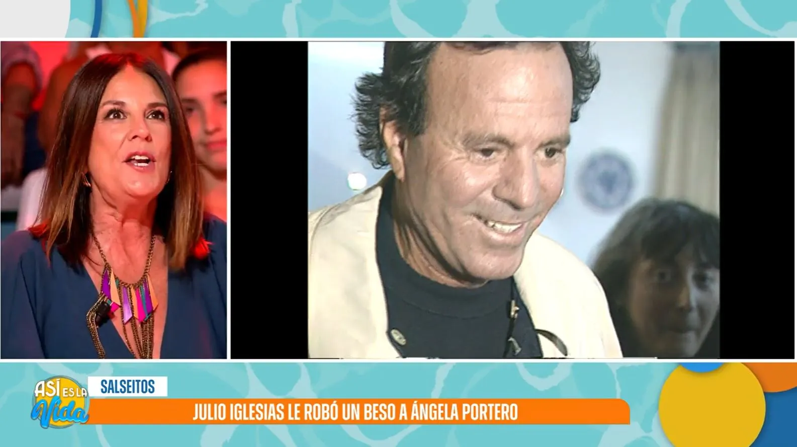 Ángela Portero se dio un beso con Julio Iglesias.