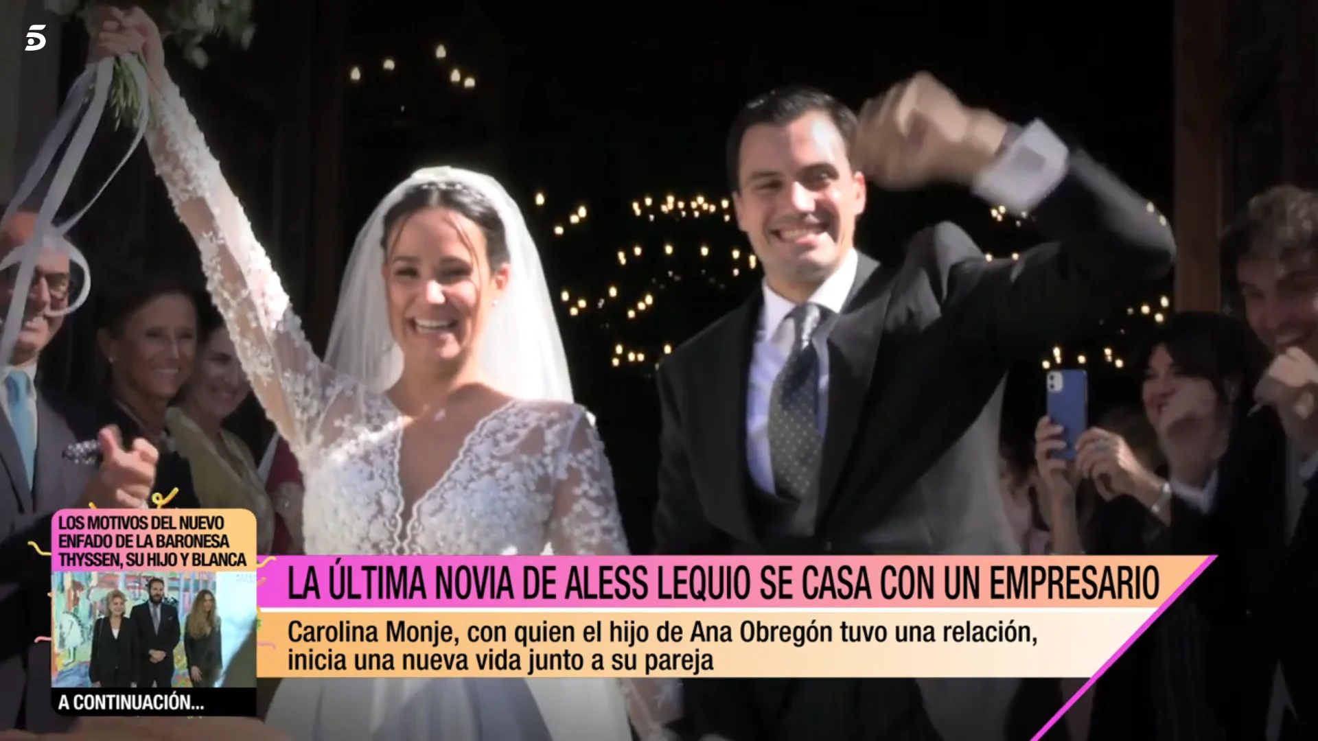 Carolina Monje y Álex Lopera se han dado el 'sí, quiero' este sábado (Telecinco)