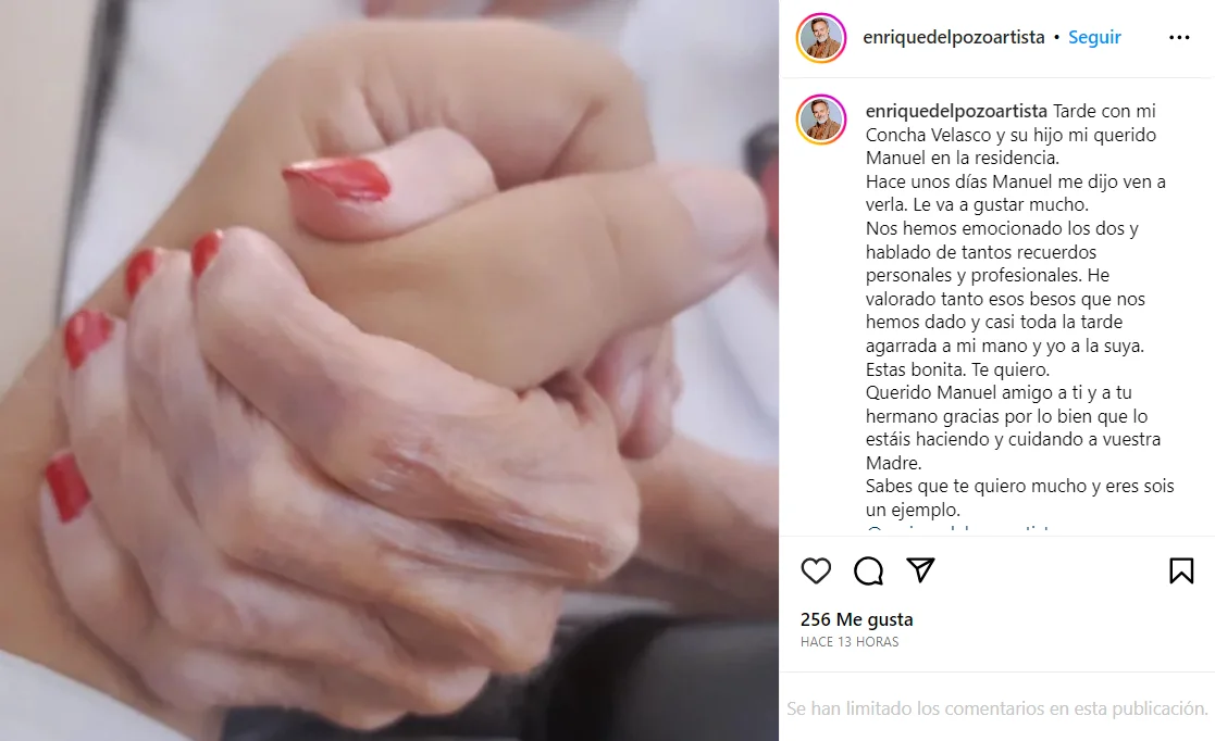 Enrique del Pozo le ha dedicado unas bonitas palabras a Concha Velasco (Instagram)