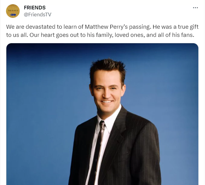 Los famosos lloran la muerte de Matthew Perry a los 54 años