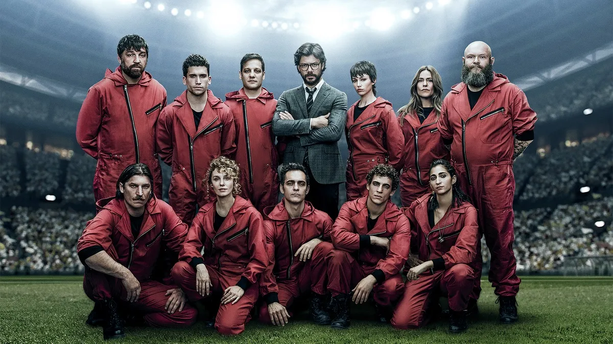 El elenco de 'La casa de papel', con Alba Flores entre ellos.