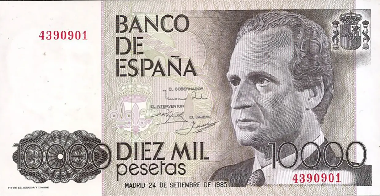 Billete de 10.000 con Juan Carlos en el anverso.