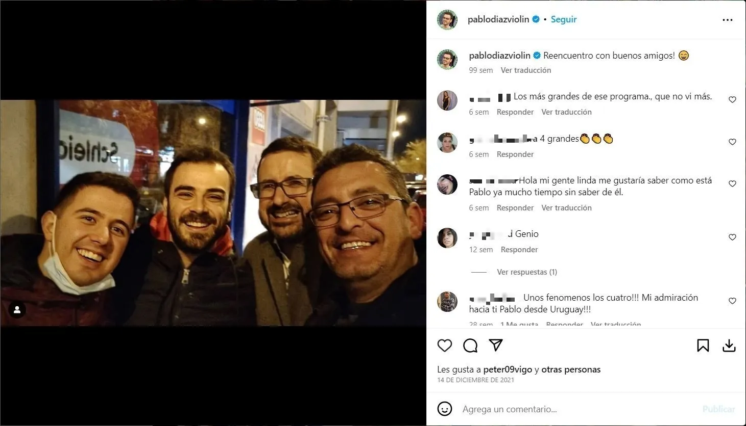 La última publicación de Pablo Díaz en redes sociales.