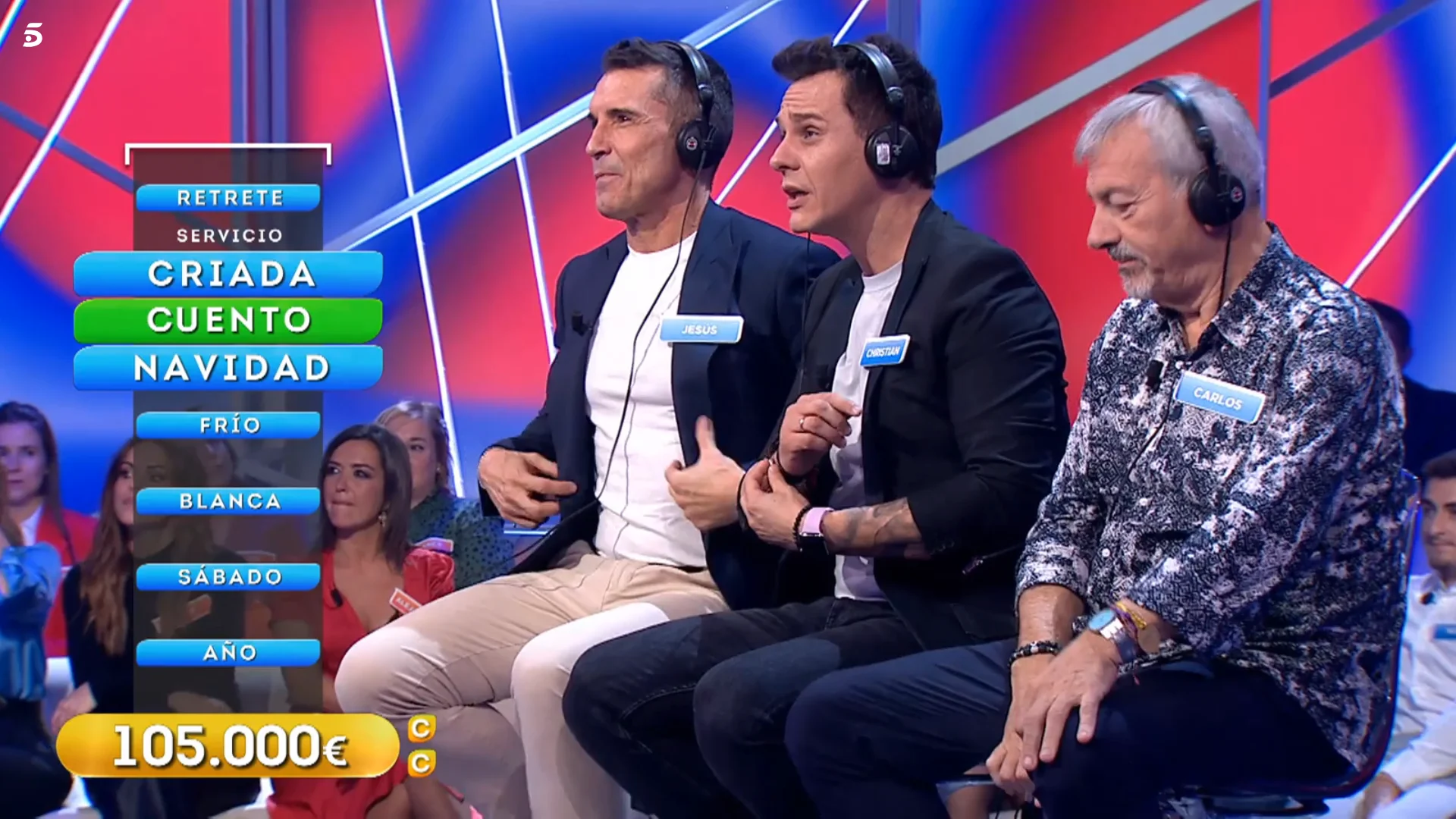 Christian Gálvez, Jesús Vázquez y Carlos Sobera protagonizan el programa especial de 'Reacción en cadena' por su primer aniversario (Telecinco)