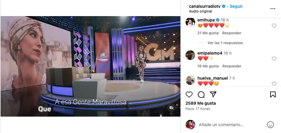 Captura de los comentarios de la familia de Elena Huelva al recibir la estrella de Navidad de Canal Sur