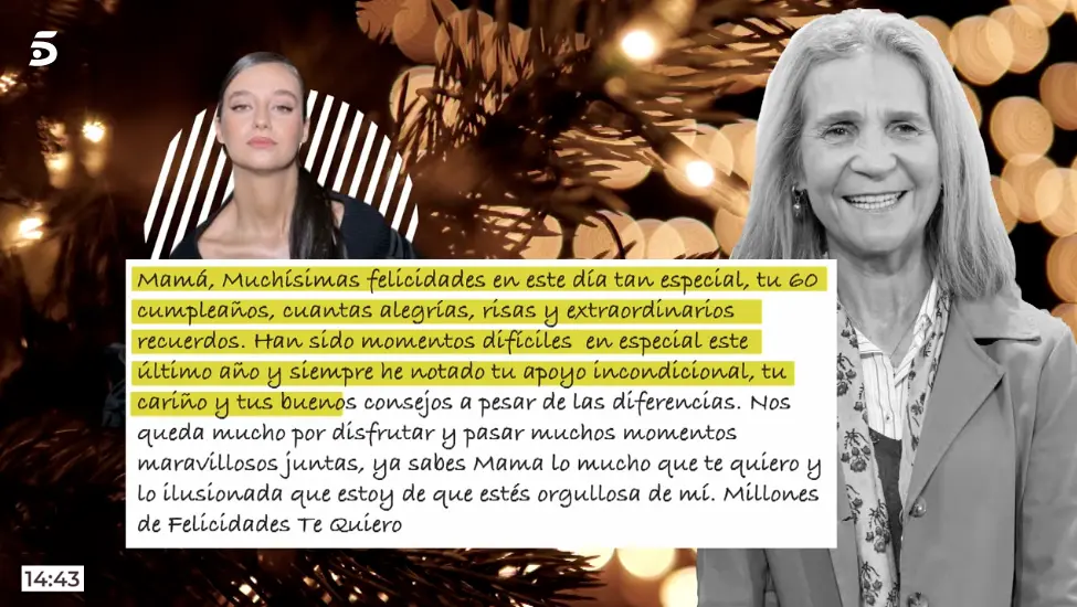 Captura de 'Vamos a ver' de la carta de Victoria Federica a la infanta Elena