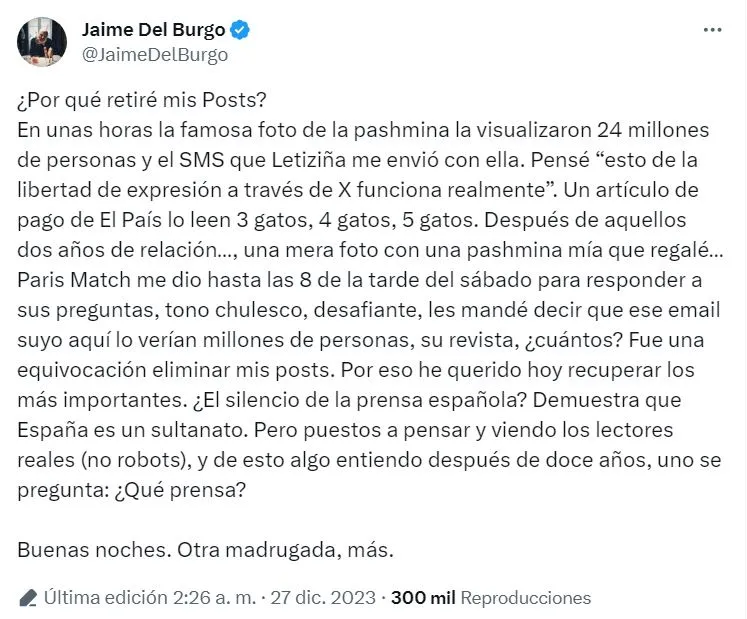 letizia jaime del burgo relación