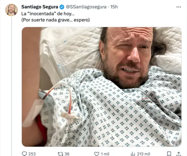 Captura del tweet de Santiago Segura del 28 de noviembre de 2023
