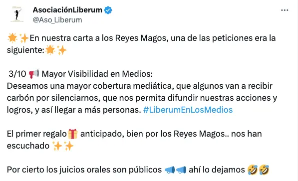 Tweet de la asociación Liberum contra Risto Mejide