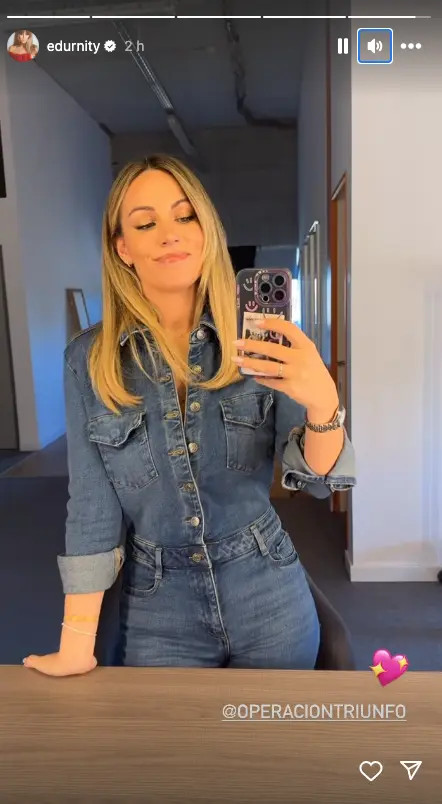 Edurne en stories a punto de visitar la academia de OT 2023