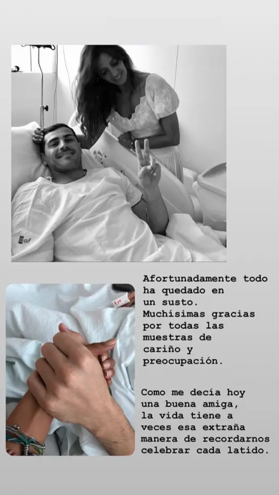 Sara Carbonero sube un story tras el infarto de Iker Casillas