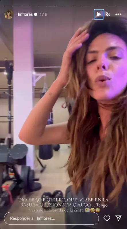 Laura Matamoros en el gimnasio después de caerse