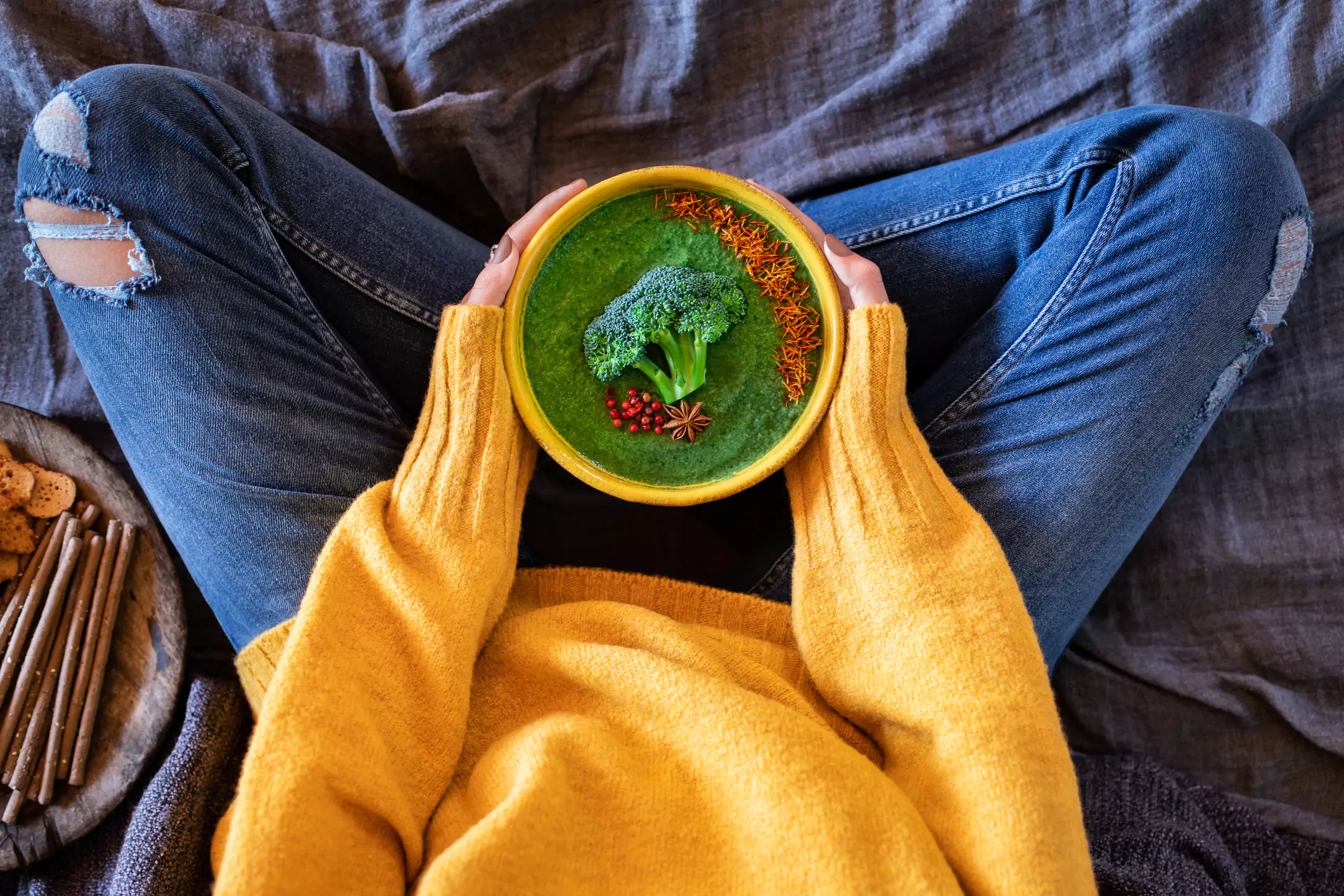 sopa de brócoli y espinacas