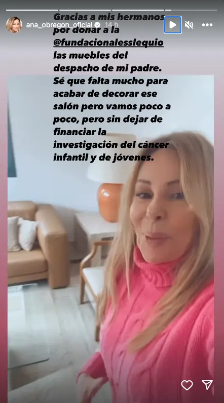 Ana Obregón con los muebles que han donado sus hermanos para la fundación