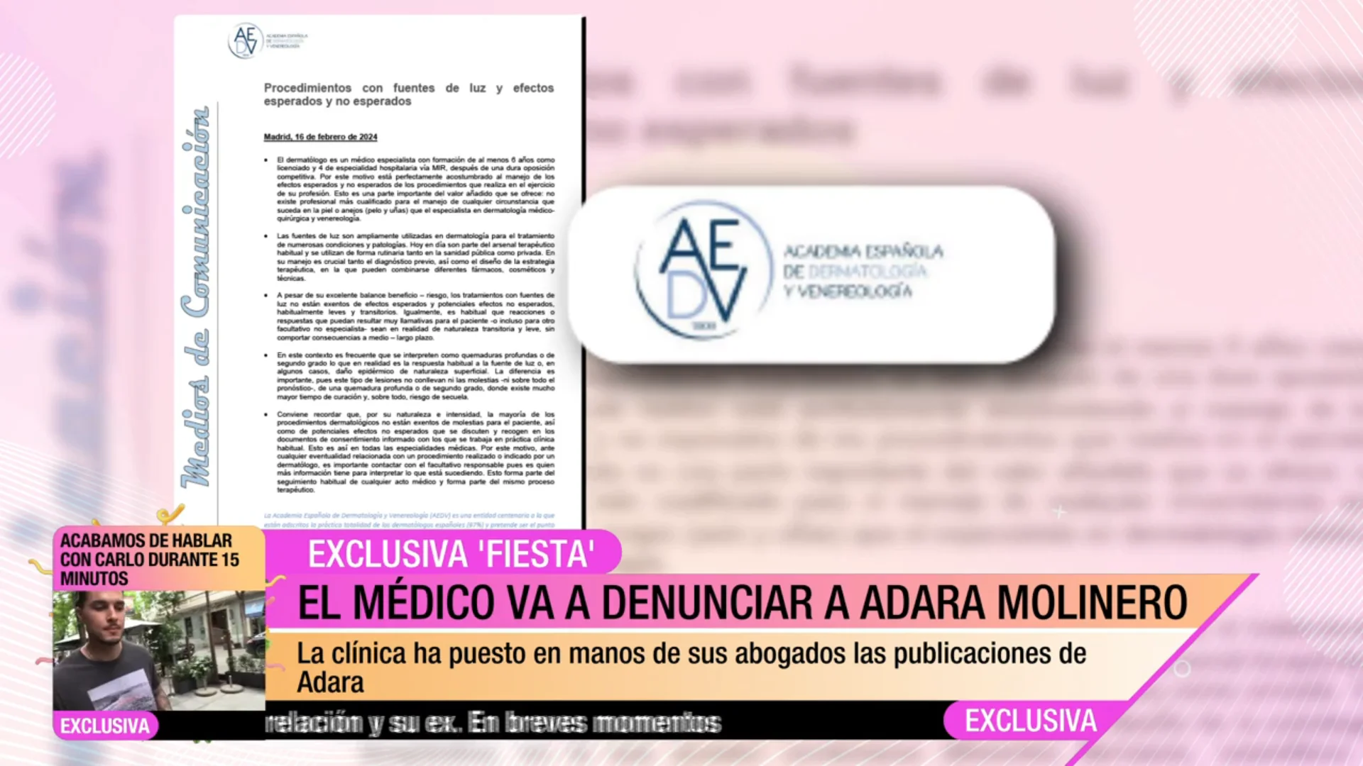 Adara Molinero quemaduras clinica