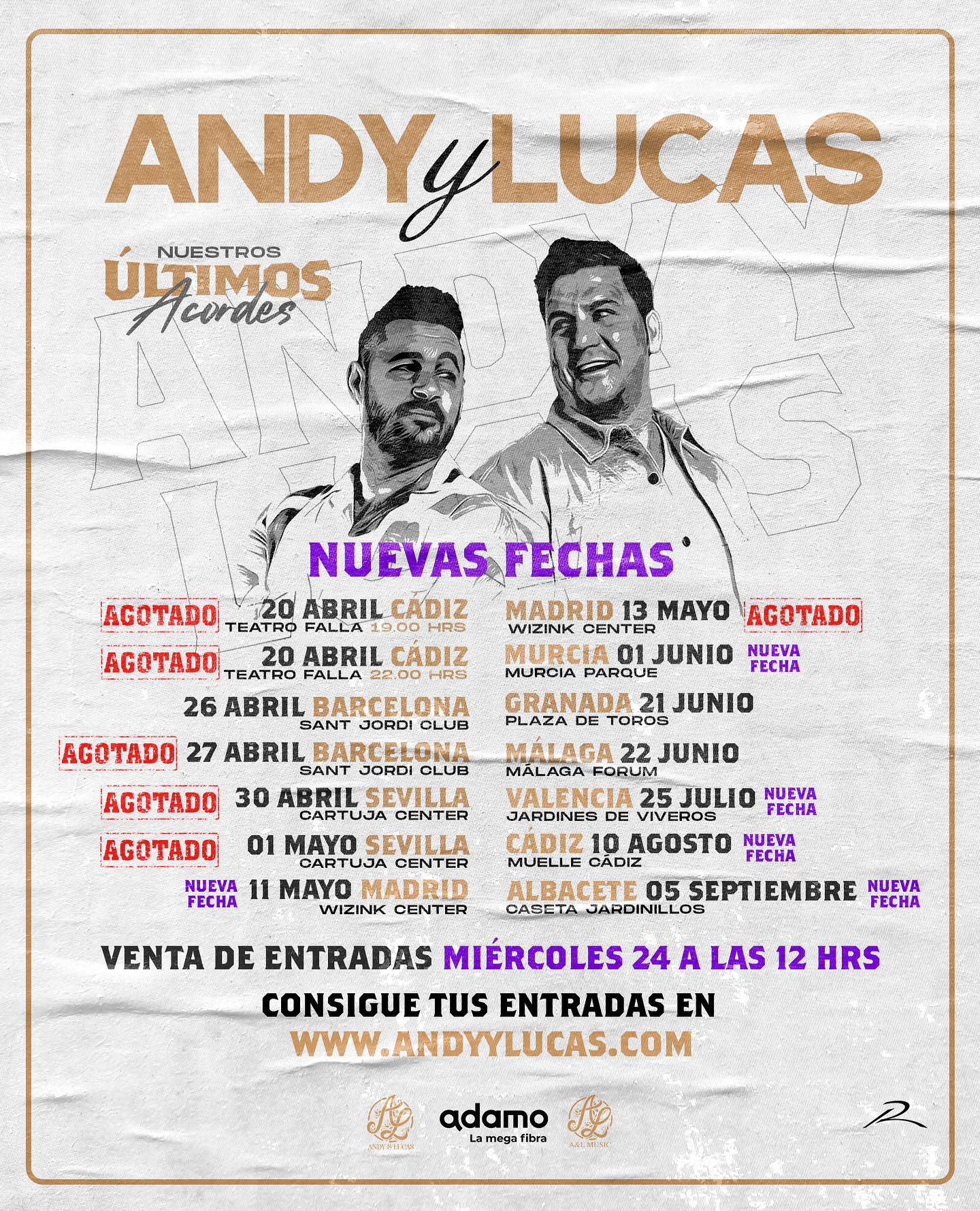 Fechas de la nueva gira de Andy y Lucas.