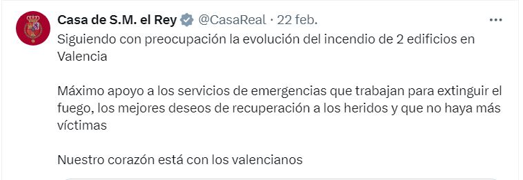 mensaje reyes incendio valencia