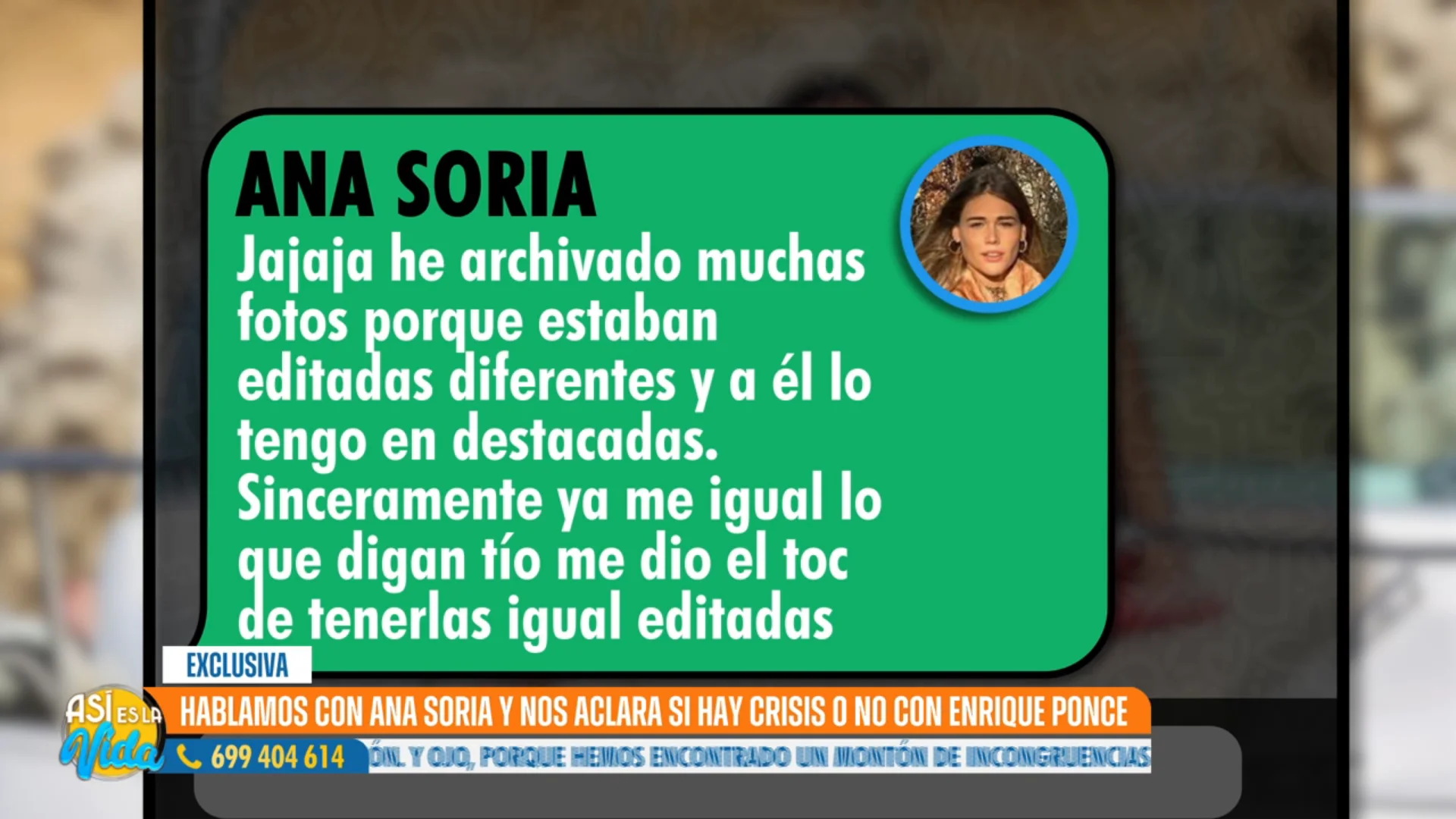 Ana Soria desmiente la ruptura con Enrique Ponce