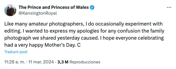 Las disculpas por la foto retocada de Kate Middleton.