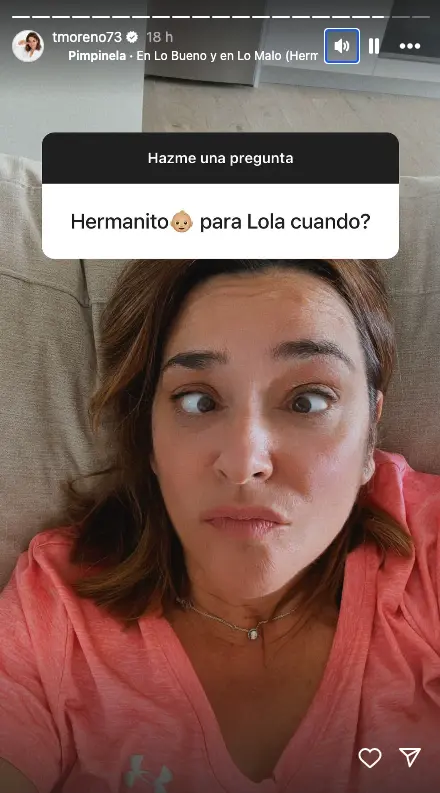 Toñi Moreno respondiendo preguntas en stories sobre su hija Lola