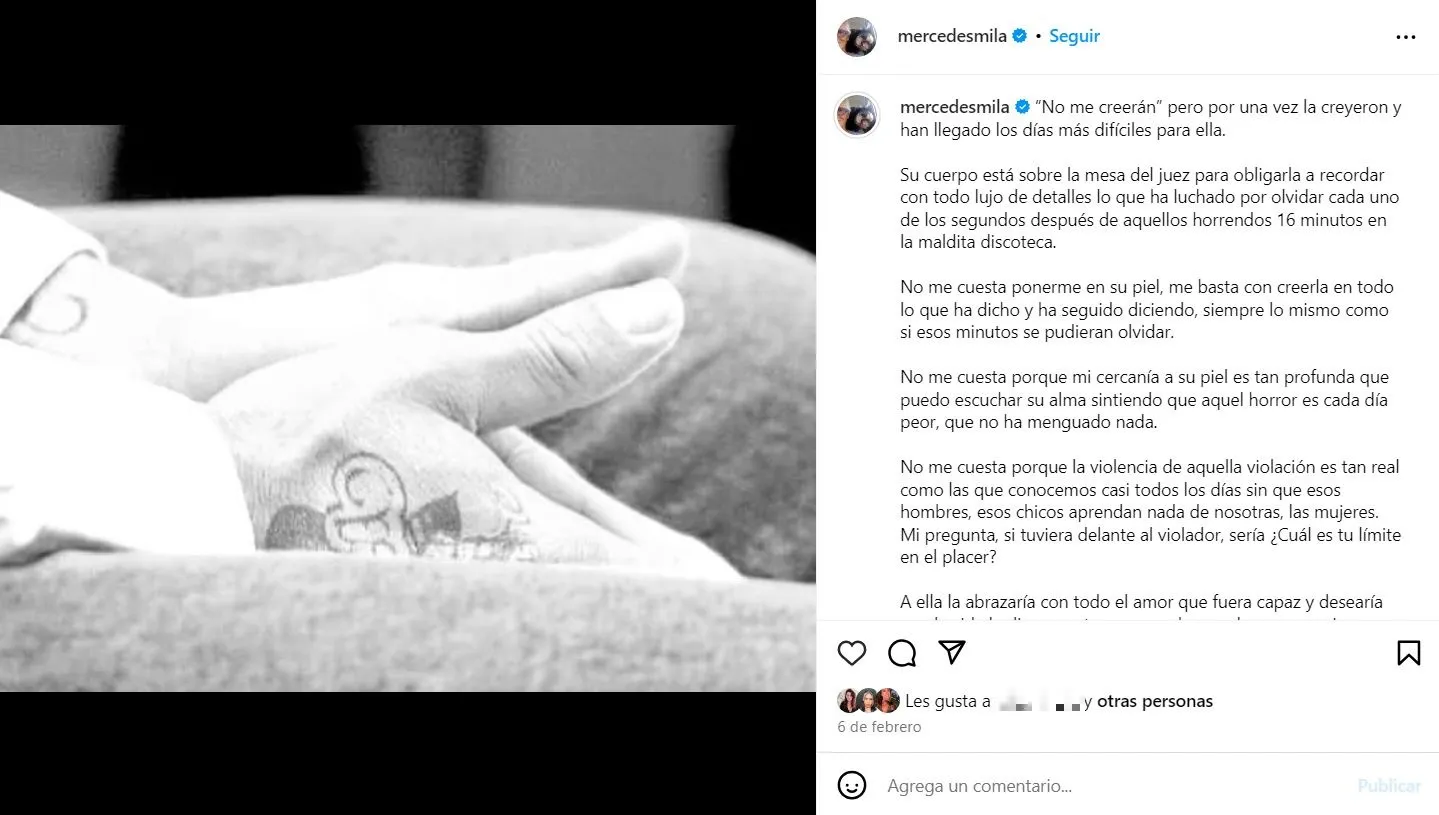 Mercedes Milá defiende en Instagram a la víctima de Dani Alves.