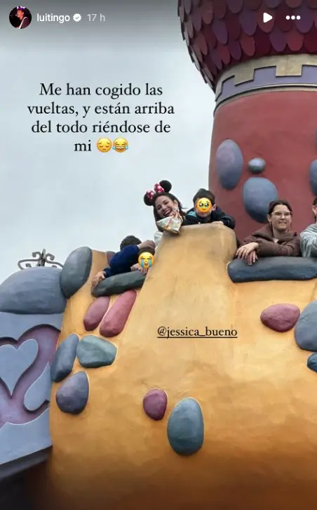 Jessica Bueno y Luitingo, muy felices en Disney con los hijos de ella.
