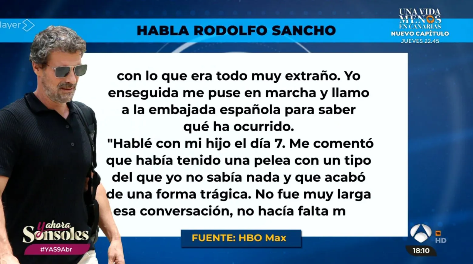 La abogada de Rodolfo Sancho habla de la entrevista en HBO.