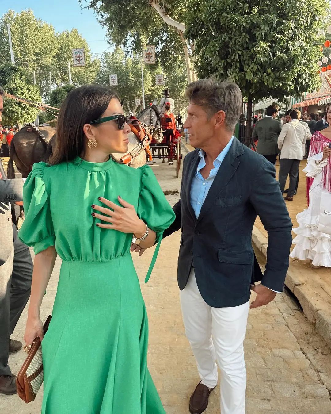 Manuel Díaz y su pareja en la Feria de Abril.