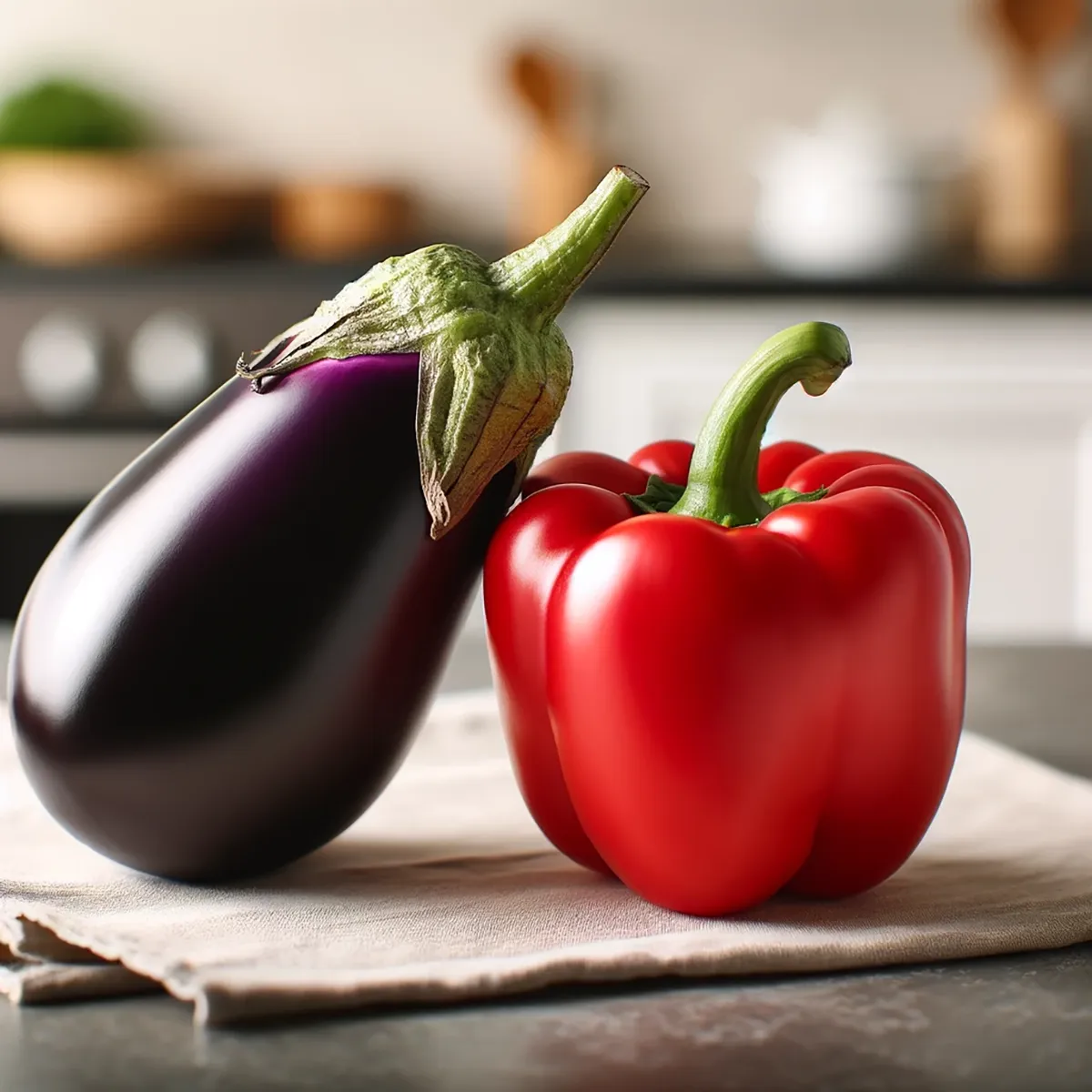 Berenjena y pimiento rojo