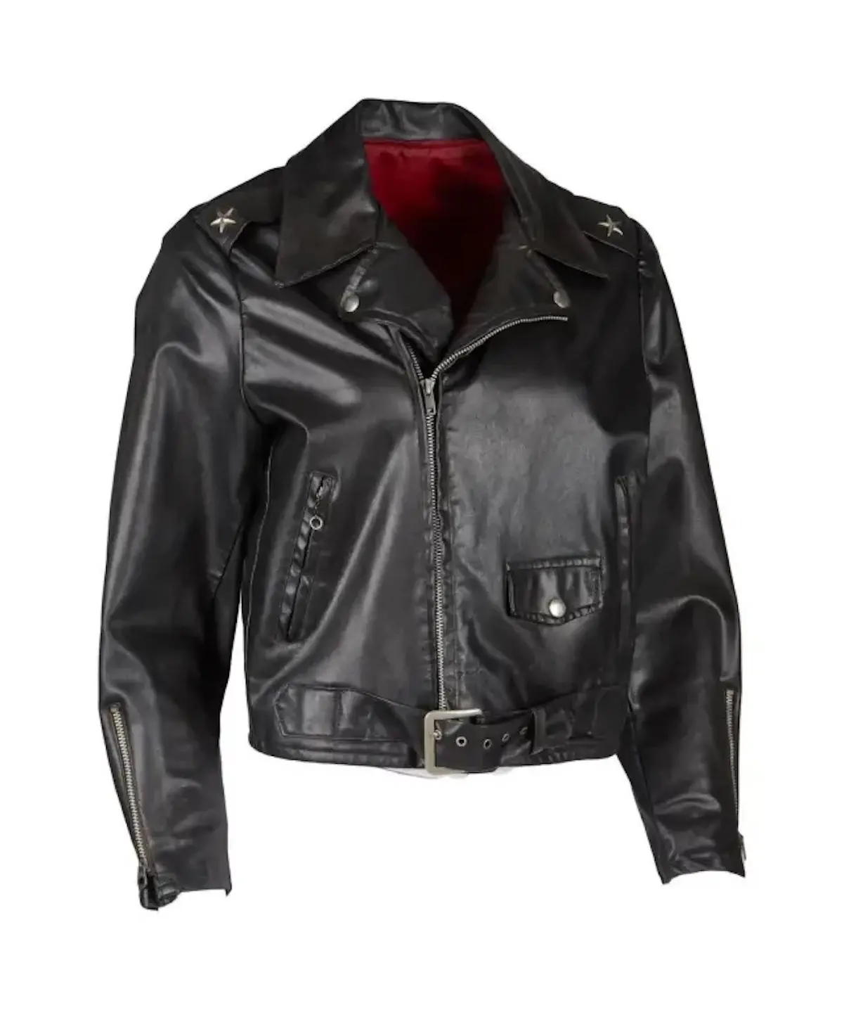 Una foto de la chaqueta de cuero de Olivia Newton.