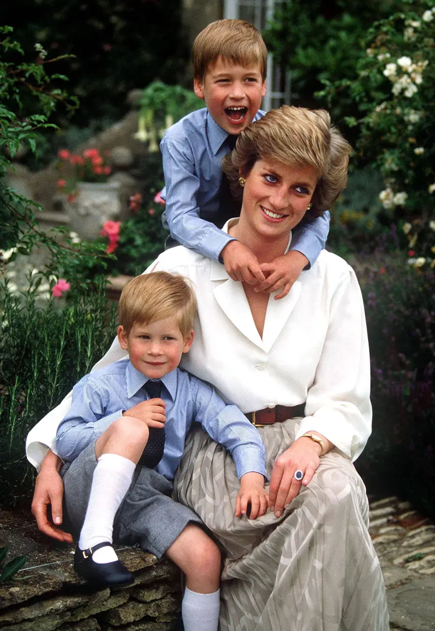Lady Di con sus hijos el príncipe Guillermo y el príncipe Harry