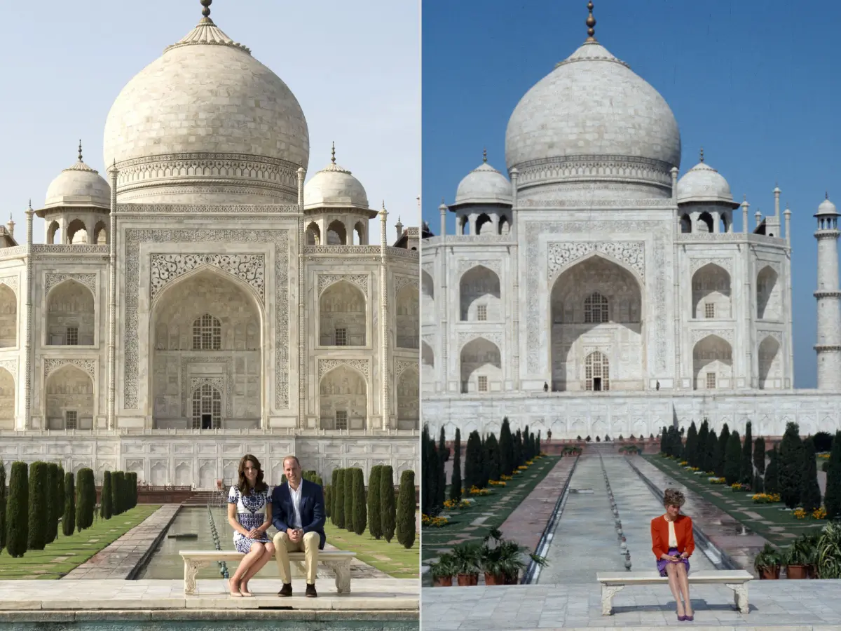 Kate Middleton y Lady Di frente al Taj Mahal