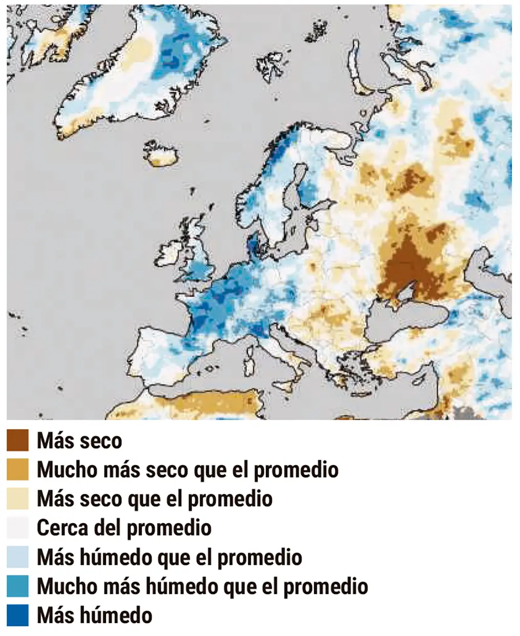 Mapa de Europa y zonas donde hace más calor