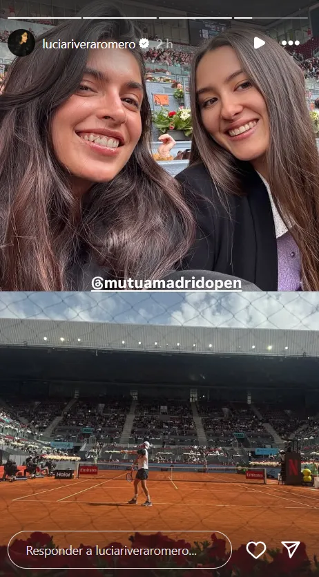 Lucía Rivera en una imagen en el Open de Tenis con una amiga (story)