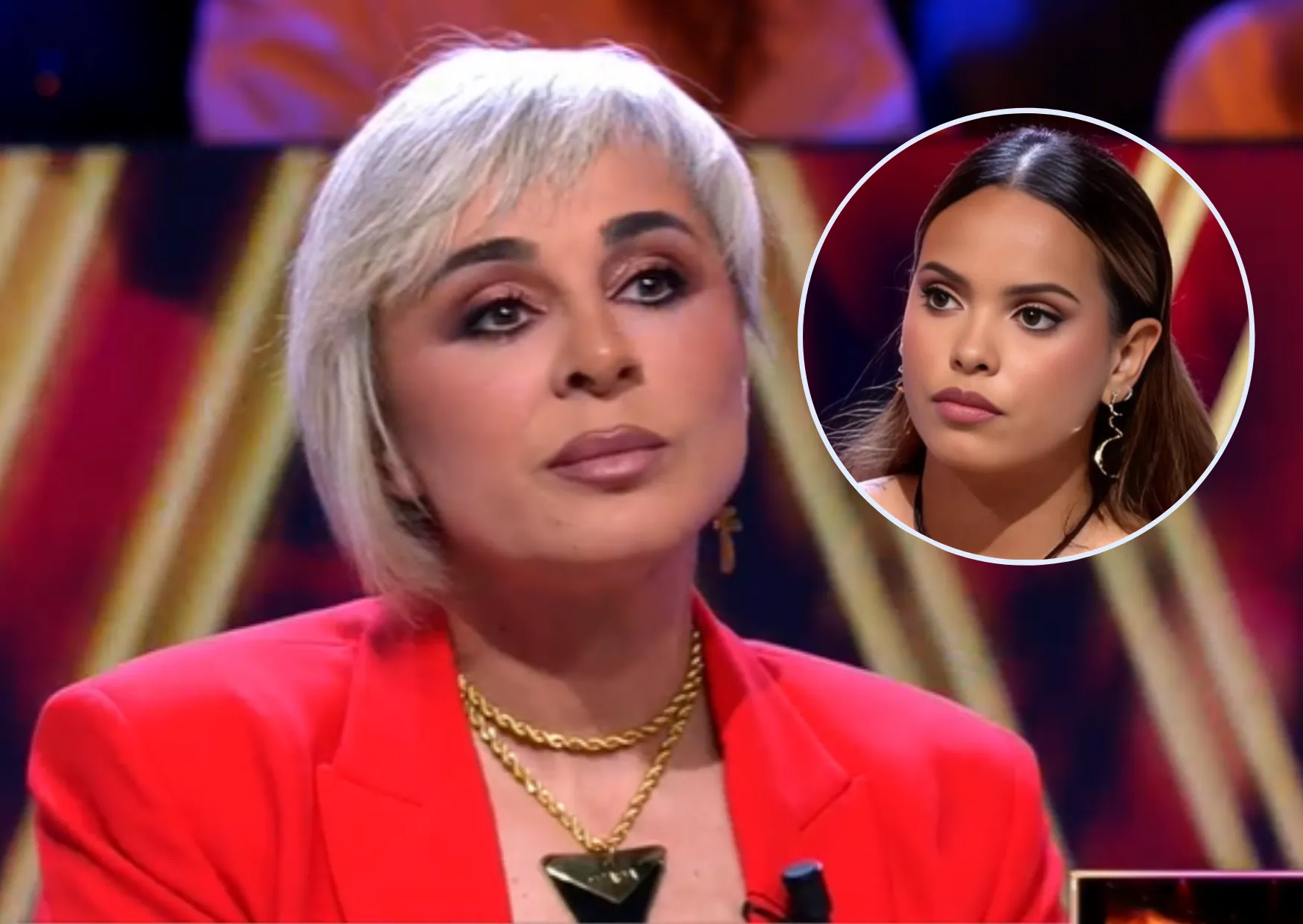 Ana María Aldón en De viernes, en un montaje con Gloria Camila