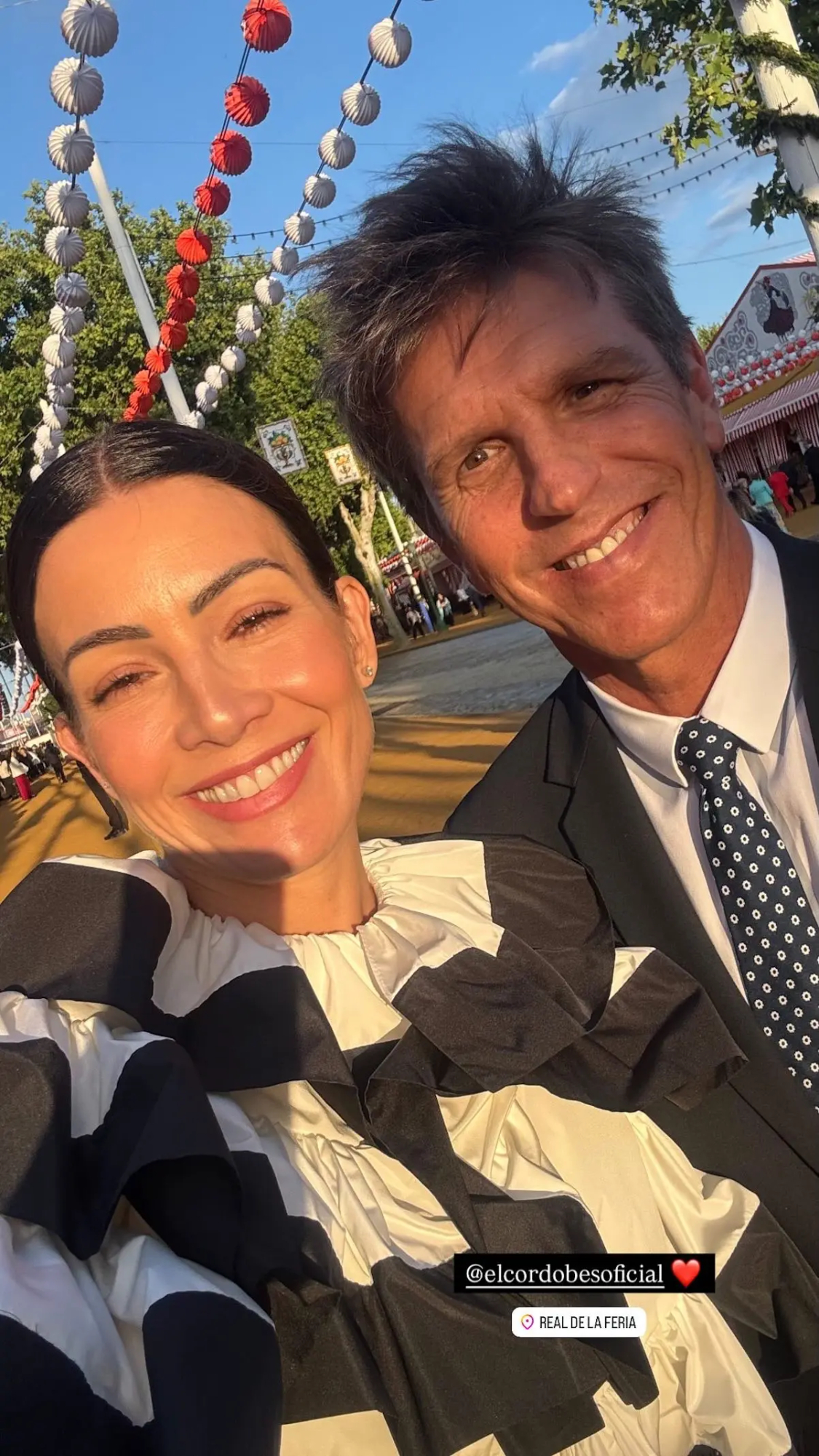 Virginia Troconis y Manuel Díaz en la Feria de Abril 2025.