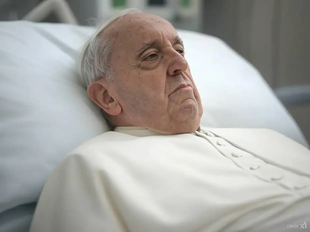Foto falsa del Papa Francisco ingresado en el hospital realizada mediante inteligencia artificial.