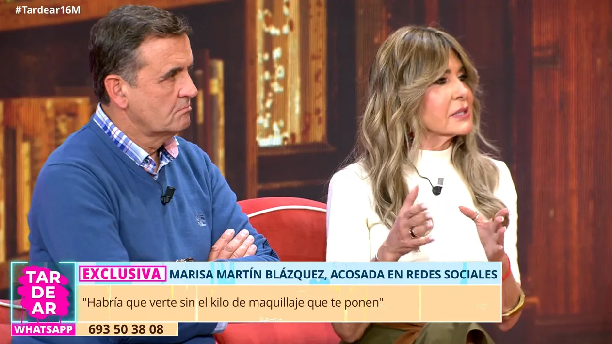 Marisa Martín Blázquez con Antonio Montero en TardeAR hablando de su acosador en redes