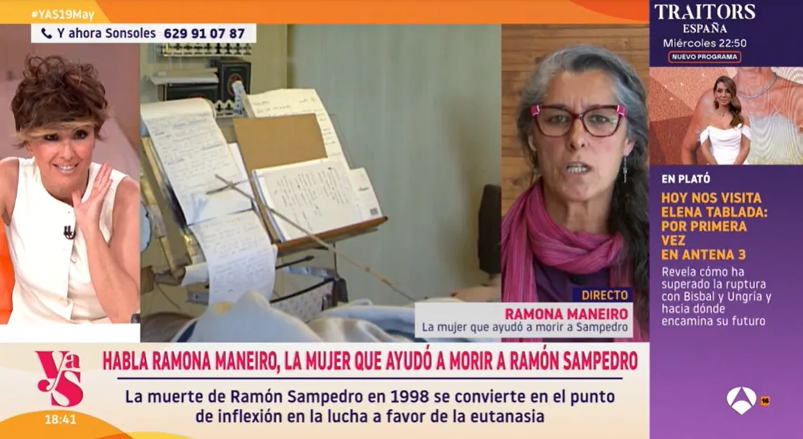 Ramona Maneiro en Y ahora Sonsoles, en pantalla partida con la presentadora