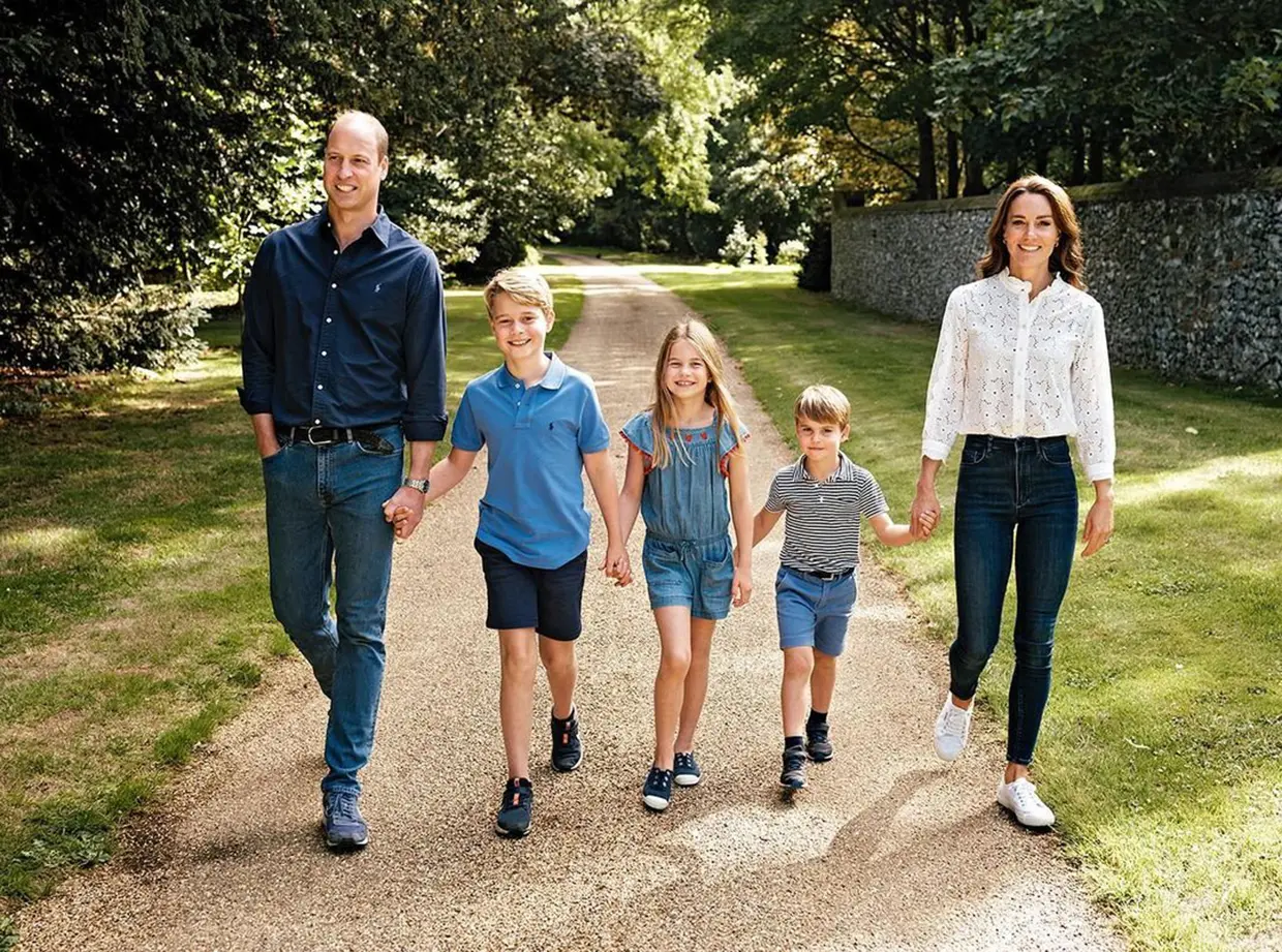 La princesa Charlotte con sus padres el príncipe Guillermo y Kate Middleton y sus hermanos
