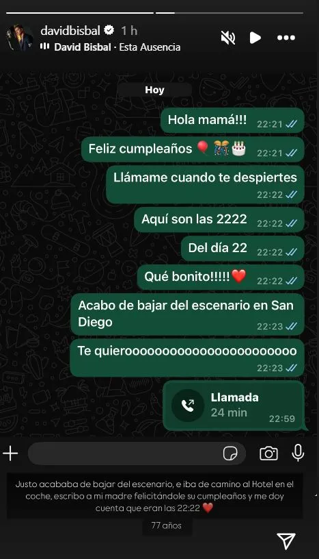 La conversación de David Bisbal con su madre.