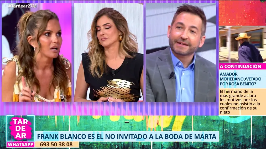 Marta López, Verónica Dulanto y Frank Blanco en TardeAR hablando de la boda de Marta